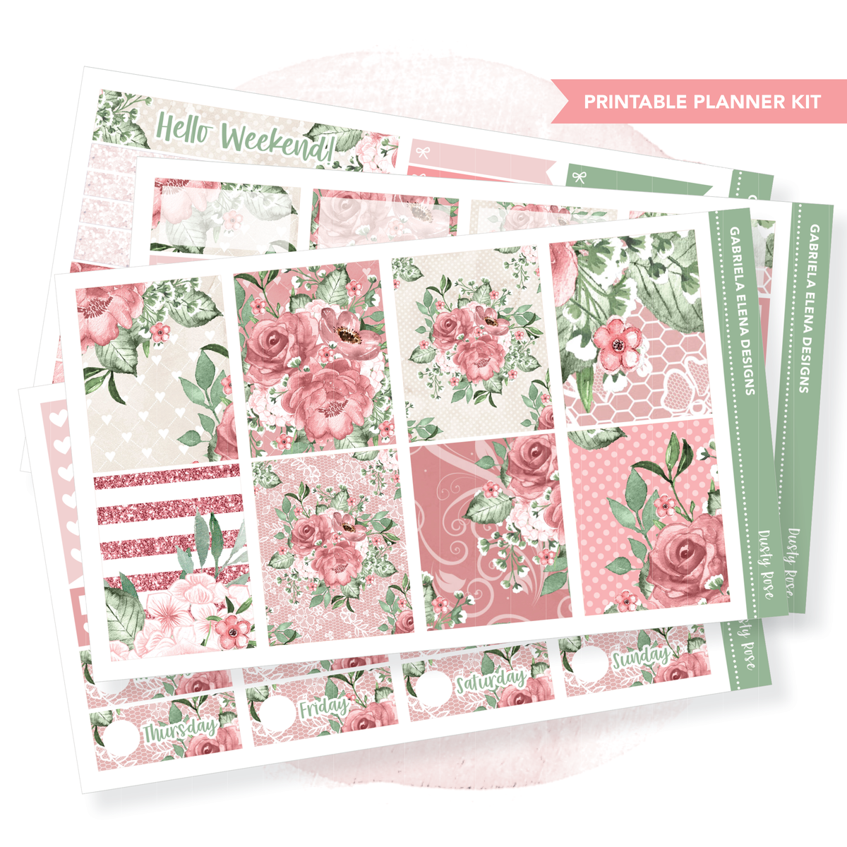 Dusty Rose // Standard Vertical Planner Sticker Printable / Instant Do ...