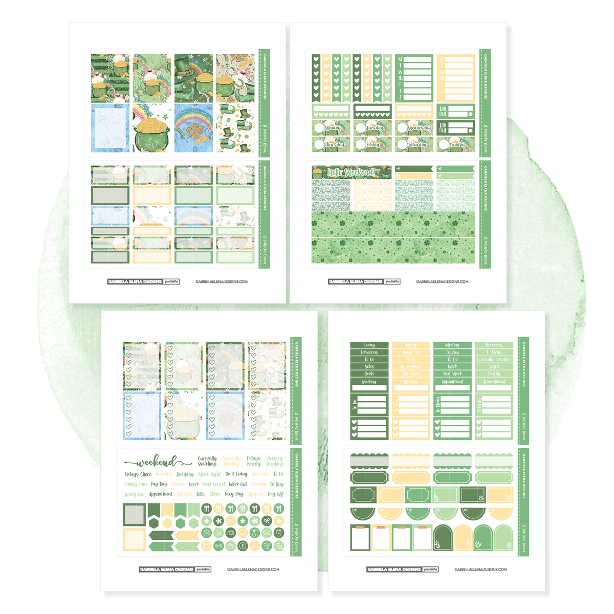 St Patricks Green // Standard Vertical Planner Sticker Printable / Ins ...
