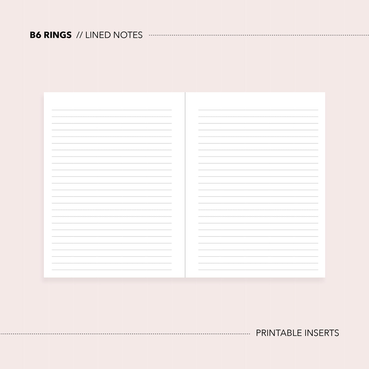 B6 Rings // Instant Download / Planner Printable Inserts / Lined Notes ...