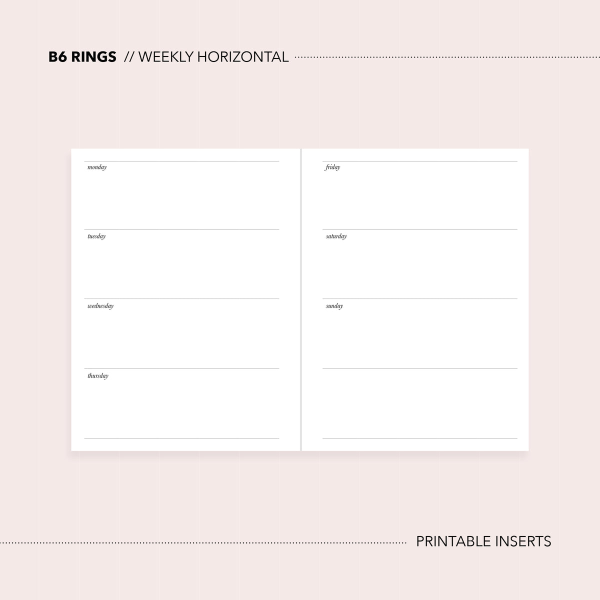 B6 Rings // Instant Download / Planner Printable Inserts / WO2P / Week ...