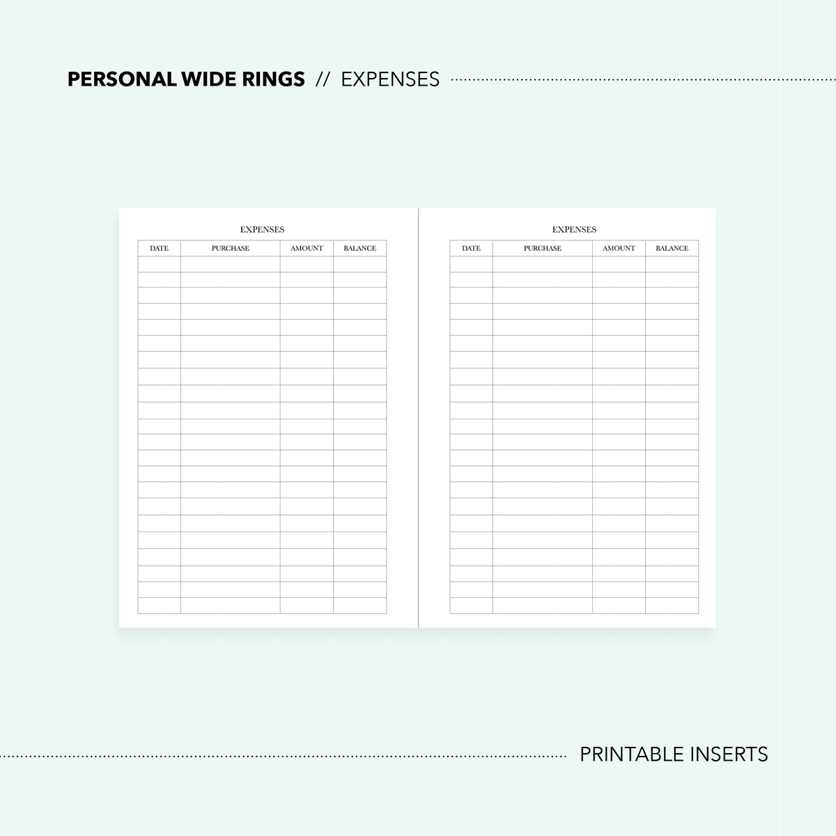 Personal Wide Rings // Instant Download / Planner Printable Inserts ...