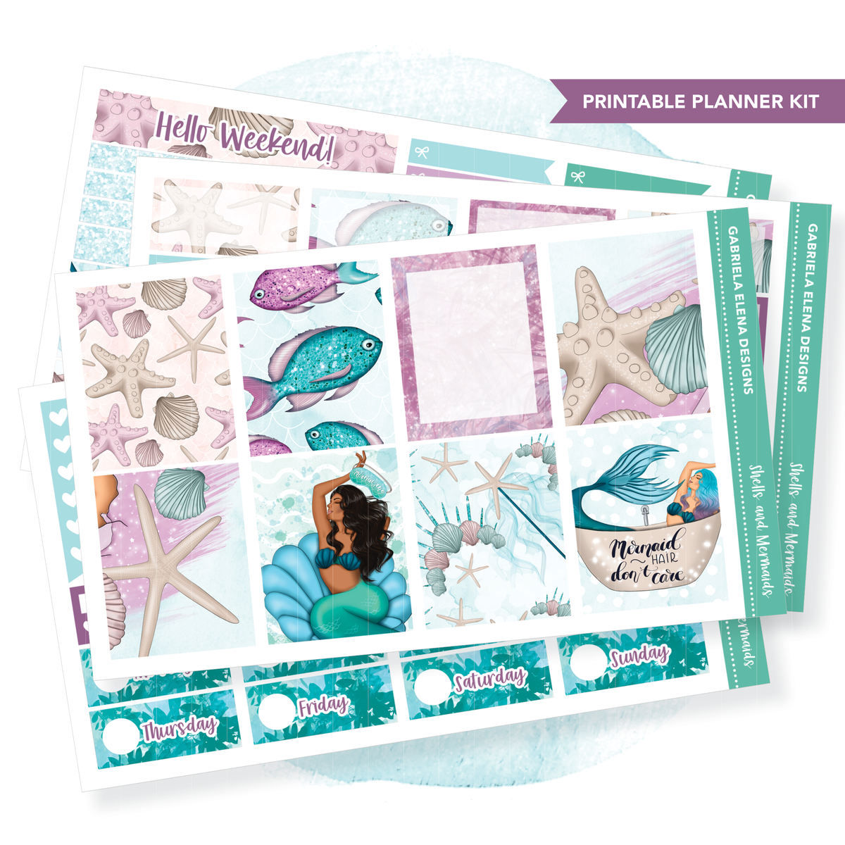 Shells and Mermaids // Standard Vertical Printable / Instant Download ...
