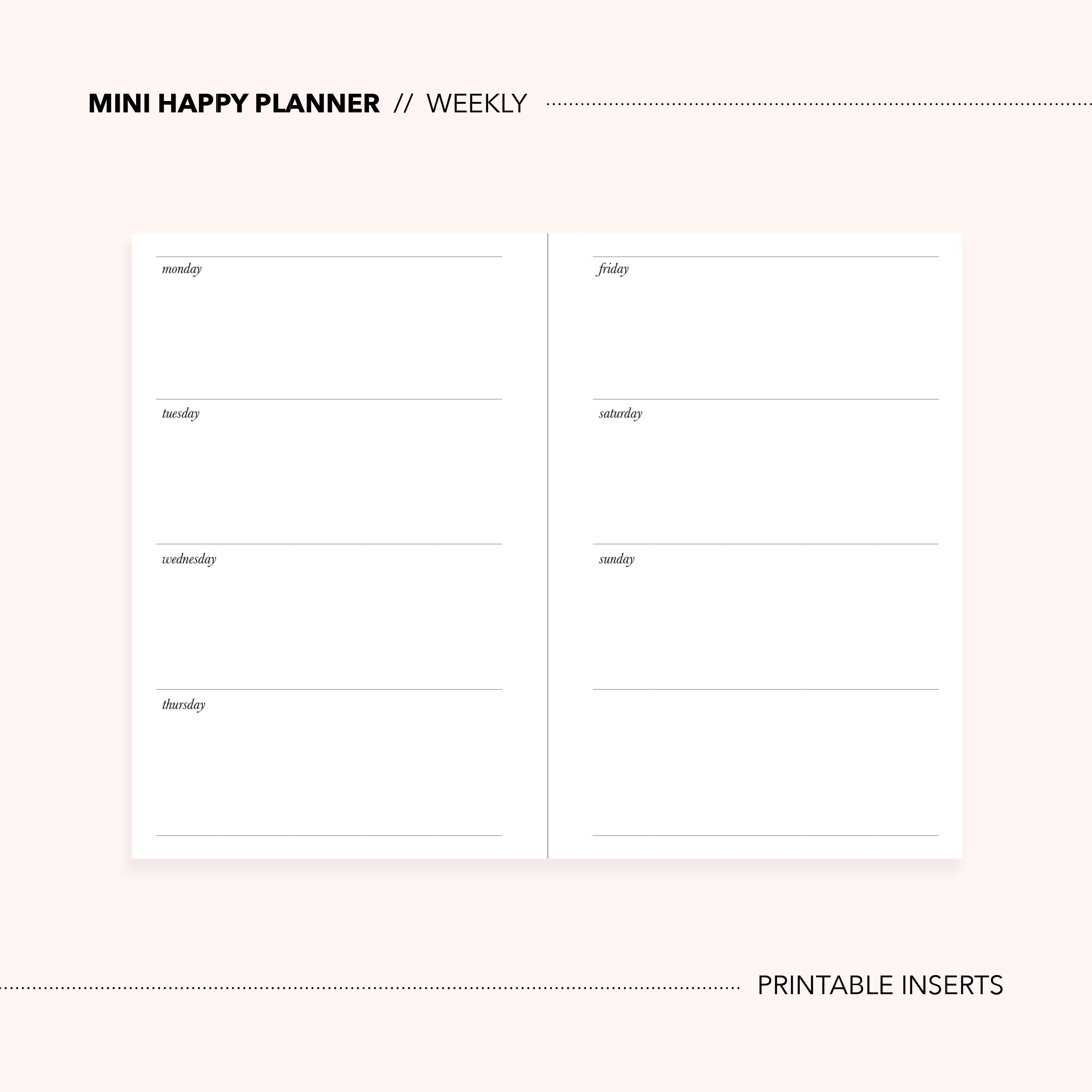 Mini Happy Planner // Instant Download / Planner Printable Inserts