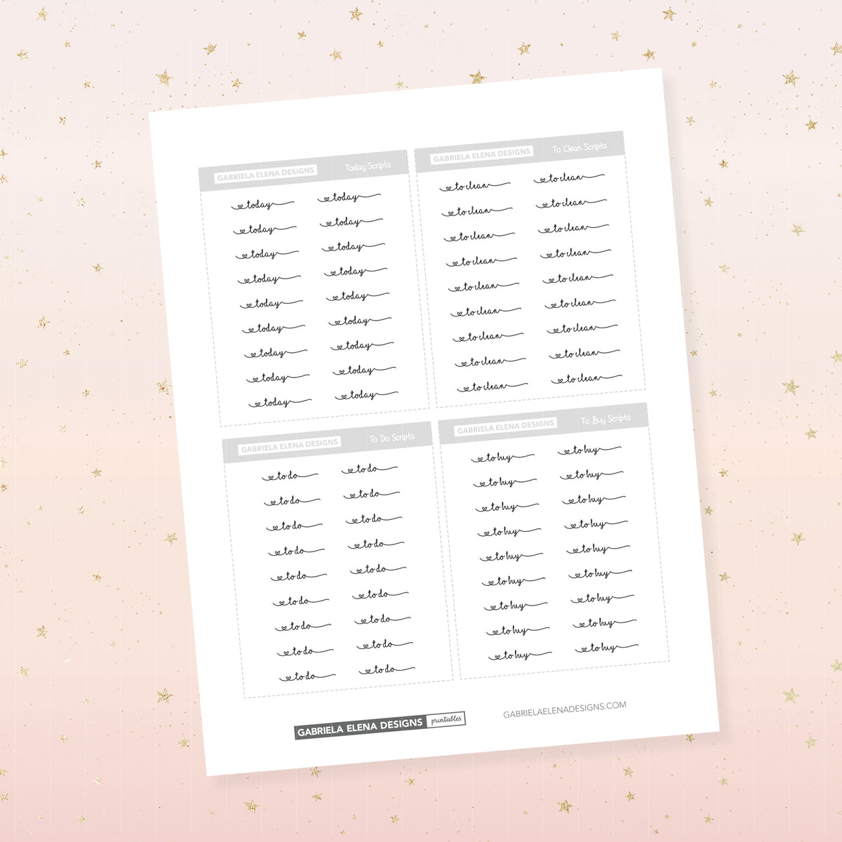 Scripted Words Script Words / Functional // Printable / Instant Download / Foil Ready ...